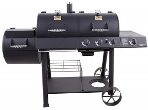 propane and charcoal grill with smoker